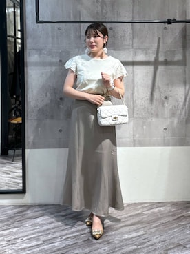 「mysty woman（ミスティウーマン）のビシルエットマーメイドスカート 126095（スカート）」を使った、Renaさん（レディース・155cm）の春コーディネート