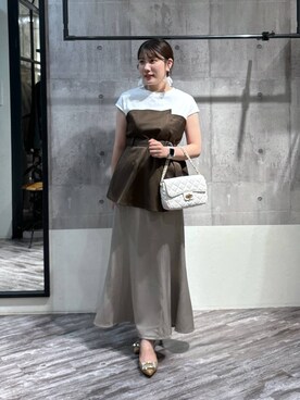 「mysty woman（ミスティウーマン）のビシルエットマーメイドスカート 126095（スカート）」を使った、Renaさん（レディース・155cm）の春コーディネート