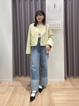 「mysty woman（ミスティウーマン）のエナメルストラップミュール 647876（サンダル、ブラック系）」を使った、Renaさん（レディース・155cm）の春コーディネート