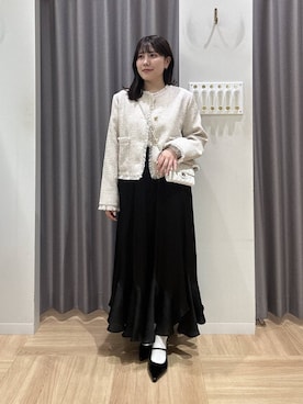 「mysty woman（ミスティウーマン）のエナメルストラップミュール 647876（サンダル、ブラック系）」を使った、Renaさん（レディース・155cm）の春コーディネート