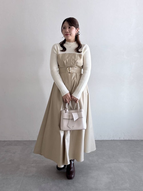ワンピース M.I セール】ニットドッキングフレアワンピース 288546（ワンピース