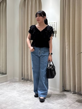 「mysty woman（ミスティウーマン）のリボンスタッズバレエ  292512（バレエシューズ）」を使った、Renaさん（レディース・155cm）の春コーディネート