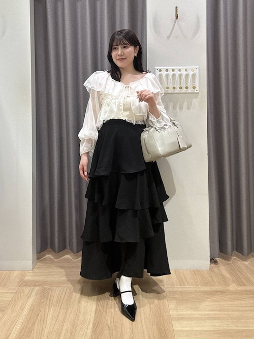 洗濯機可/シワになりにくい アシメティアードスカート3 644129