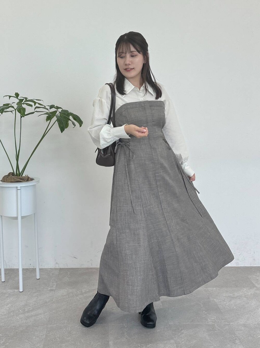 【専用】トップス ドッキングレースアップワンピ 148919（ワンピース）｜mysty woman