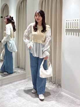 「mysty woman（ミスティウーマン）のリボンスタッズバレエ  292512（バレエシューズ）」を使った、Renaさん（レディース・155cm）の春コーディネート