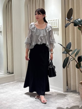 「mysty woman（ミスティウーマン）のビシルエットマーメイドスカート 126095（スカート）」を使った、Renaさん（レディース・155cm）の夏コーディネート