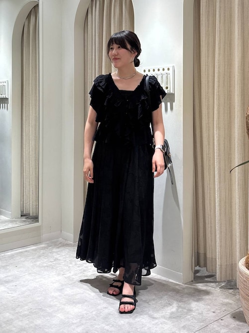 美品　ジャガード ドレス シアー ブラウス セットアップ ロング ワンピース niana 結婚式 ワンピース パーティードレス ジャガード シアー I