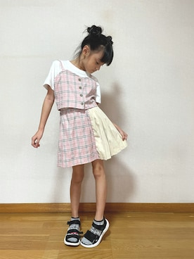 「ヒラキ（ヒラキ）のアイテム（サンダル）」を使った、seriさん（キッズ・125cm）の夏コーディネート