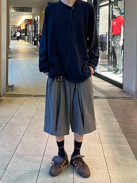 「PRO CLUB （プロクラブ）の【PRO CLUB】6.5ozヘビーロングスリーブTシャツ ロンT PROC-T0045 MURS（Tシャツ/カットソー、ブルー系）」を使った、ヒゲ脱毛11回コース＋3年保証オプショさん（メンズ・179cm）の秋コーディネート
