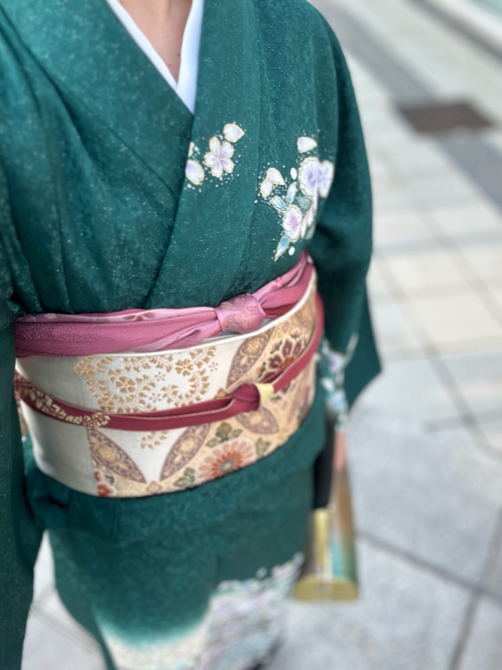 「結婚式、着物、和柄」｜「楽天　レンタルのアイテム（着物、グリーン系）」を使った、HIKARUさん（レディース・156cm）の春コーディネートの1枚目の写真