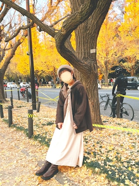 「ONIGIRI（オニギリ）のアイテム（ジャケット/アウター）」を使った、こんぺいとうさん（レディース・153cm）の冬コーディネート