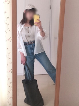 「ハイウエストストレートジーンズ」｜こんぺいとうさん（レディース・153cm）の夏コーディネート