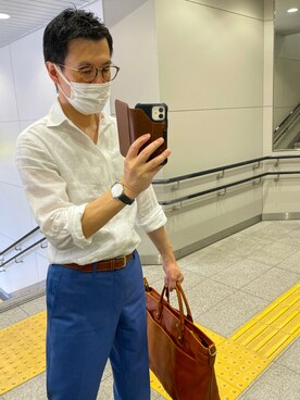 「UNIVERSAL LANGUAGE（ユニバーサルランゲージ）のアイテム（パンツ）」を使った、ひじきさん（メンズ・168cm）の夏コーディネート