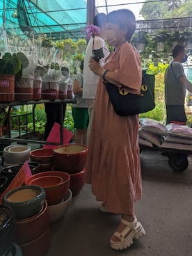 「アイテム（ワンピース、ピンク系）」を使った、Sweet Appleさん（レディース・155cm）の春コーディネート