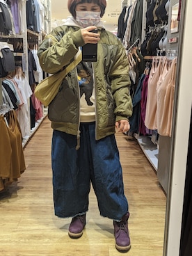 「アイテム（ブーツ、パープル系）」を使った、Sweet Appleさん（レディース・155cm）の冬コーディネート
