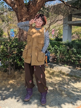 「アイテム（ブーツ、パープル系）」を使った、Sweet Appleさん（レディース・155cm）の冬コーディネート