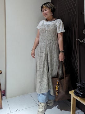 「アイテム（ニット/セーター、シルバー系）」を使った、Sweet Appleさん（レディース・155cm）の冬コーディネート