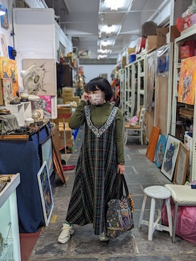 「綠色」｜Sweet Appleさん（レディース・155cm）の冬コーディネート