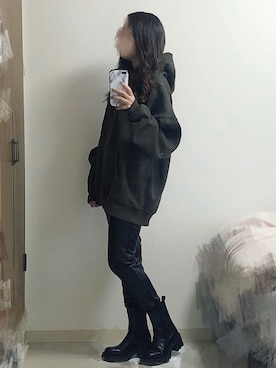 「チェルシーブーツ」｜「アイテム（ブルゾン）」を使った、Harさん（レディース・163cm）の冬コーディネート