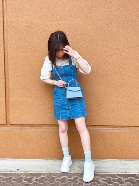 「H&M（エイチ・アンド・エム）のアイテム（ジャンパースカート）」を使った、yum🐹🐻さん（レディース・158cm）の夏コーディネート
