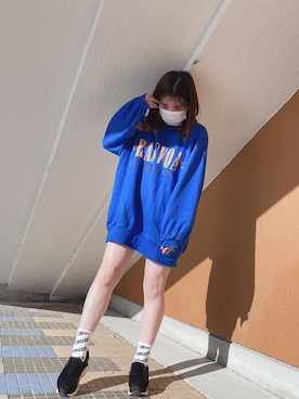 「韓国好きな人と繋がりたい」｜「アイテム（スウェット）」を使った、yum🐹🐻さん（レディース・158cm）の冬コーディネート