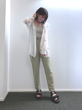 「アイテム（タンクトップ、グレー系）」を使った、yum🐹🐻さん（レディース・158cm）の夏コーディネート