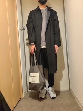 「リバーシブル」｜「アイテム（ステンカラーコート）」を使った、ryotaさん（メンズ・177cm）の秋コーディネート