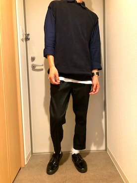 「アイテム（デジタル腕時計、ホワイト系）」を使った、ryotaさん（メンズ・177cm）の秋コーディネート