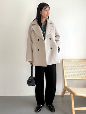 「アイテム（ピーコート）」を使った、るこ。さん（レディース・173cm）の冬コーディネート