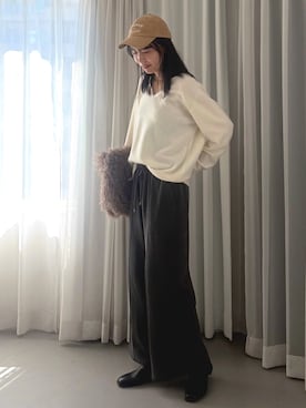 「アイテム（帽子）」を使った、るこ。さん（レディース・173cm）の秋コーディネート