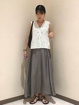 「アイテム（ベスト）」を使った、るこ。さん（レディース・170cm）の夏コーディネート