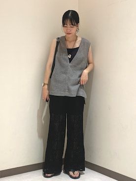 「アイテム（ベスト）」を使った、るこ。さん（レディース・170cm）の夏コーディネート