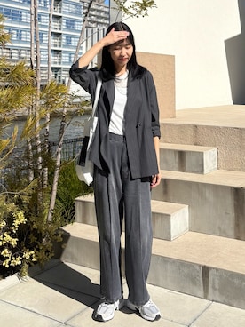 「Doux archives（ドゥアルシーヴ）のレイヤード風ロンＴｅｅ（Tシャツ/カットソー、ホワイト系）」を使った、るこ。さん（レディース・173cm）の春コーディネート