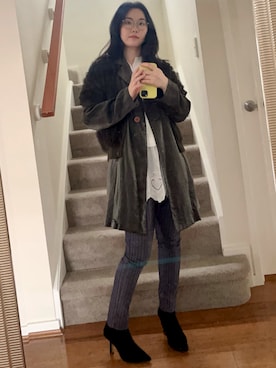 「no brand（ノーブランド）のアイテム（ブーツ、ブラック系）」を使った、Amelia .Cさん（レディース・160cm）の春コーディネート
