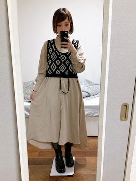 「仕事着」｜「アイテム（ワンピース/ドレス）」を使った、hikaruさん（レディース・157cm）の冬コーディネート