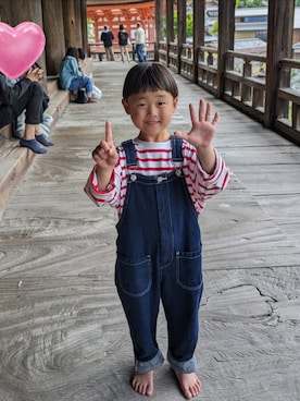 「アイテム（サロペット/オーバーオール）」を使った、ゆっきさん（キッズ・120cm）の秋コーディネート