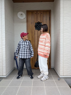 「アイテム（スニーカー）」を使った、ゆっきさん（キッズ・135cm）の冬コーディネート