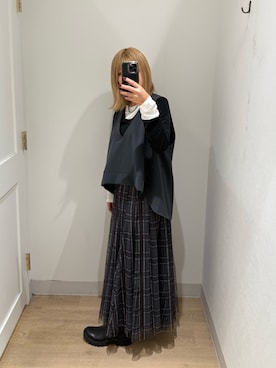 「アイテム（ベスト）」を使った、ハルハルさん（レディース・154cm）の秋コーディネート