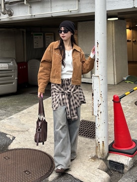 「アイテム（ブルゾン）」を使った、モエさん（レディース・167cm）の秋コーディネート