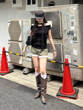 「WHO'S WHO gallery（フーズフーギャラリー）の【WEB限定カラーあり】ツイルレースマイクロショーツ（その他パンツ、グリーン系）」を使った、モエさん（レディース・167cm）の夏コーディネート