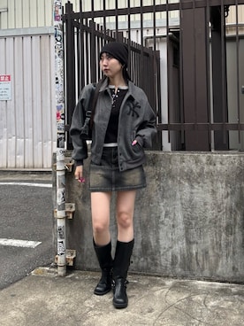 「アイテム（スタジャン）」を使った、モエさん（レディース・167cm）の秋コーディネート