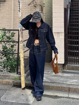 「アイテム（デニムジャケット）」を使った、モエさん（レディース・167cm）の秋コーディネート