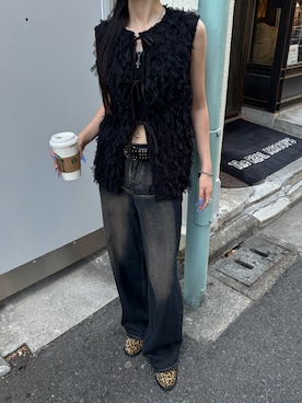 「WHO'S WHO gallery（フーズフーギャラリー）のスタッズベルト（ベルト）」を使った、モエさん（レディース・167cm）の夏コーディネート