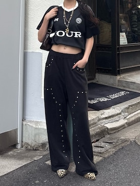 「アイテム（スウェットパンツ）」を使った、モエさん（レディース・167cm）の夏コーディネート