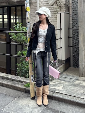 「アイテム（キャスケット）」を使った、モエさん（レディース・167cm）の夏コーディネート
