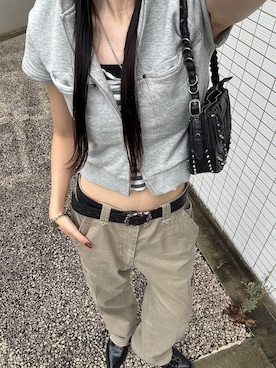 「アイテム（パーカー）」を使った、モエさん（レディース・167cm）の夏コーディネート