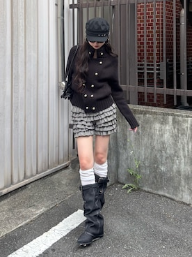 「アイテム（キャスケット）」を使った、モエさん（レディース・167cm）の秋コーディネート