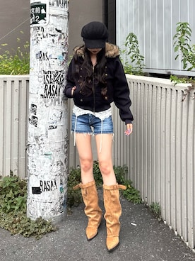「アイテム（キャスケット）」を使った、モエさん（レディース・167cm）の夏コーディネート