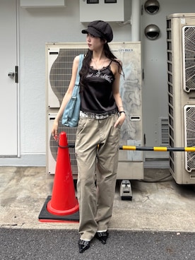 「アイテム（キャスケット）」を使った、モエさん（レディース・167cm）の夏コーディネート