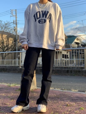 「nuguのアイテム（スウェット、グレー系）」を使った、HIJIRIさん（レディース・155cm）の秋コーディネート